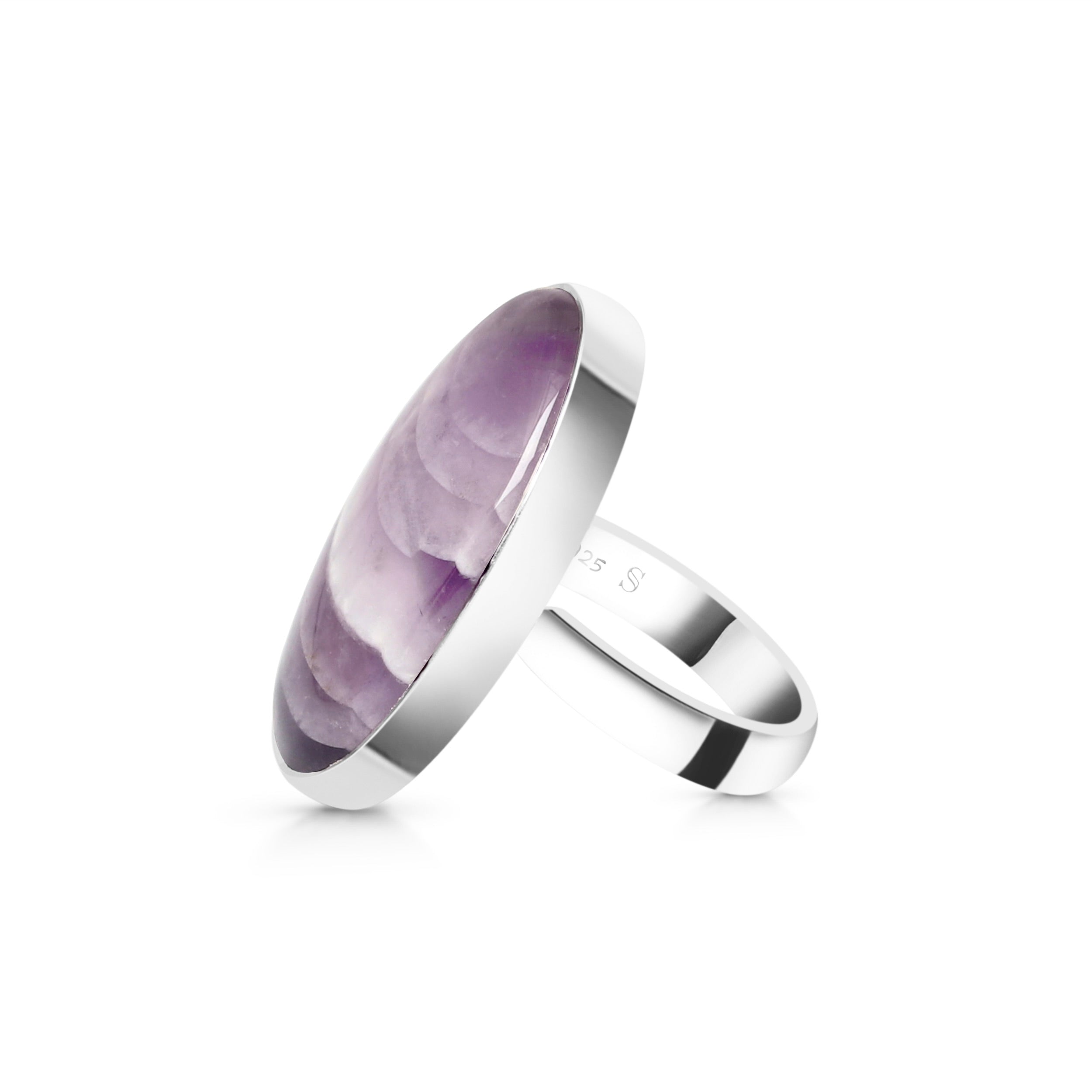 Amethyst Lace Agate Adjustable Ring-(ALA-R-9.)